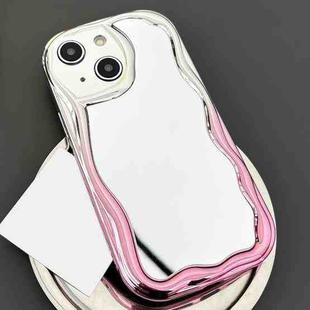 For iPhone 15 Gradient Wave Mirror TPU Phone Case(Pink)