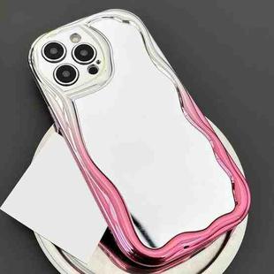 For iPhone 14 Pro Gradient Wave Mirror TPU Phone Case(Rose Red)