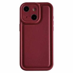 For iPhone 15 Plus Frosted Leather Texture TPU Phone Case(Wine Red)