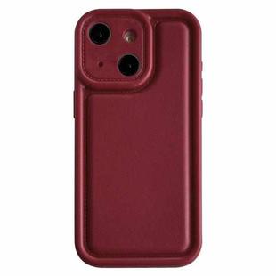 For iPhone 15 Frosted Leather Texture TPU Phone Case(Wine Red)