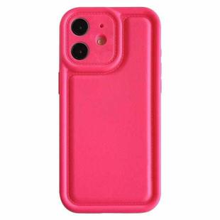 For iPhone 12 Frosted Leather Texture TPU Phone Case(Rose Red)