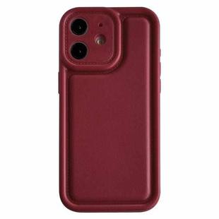 For iPhone 12 Frosted Leather Texture TPU Phone Case(Wine Red)