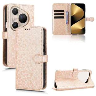 For Huawei Pura 80 Ultra 5G Honeycomb Dot Texture Leather Phone Case(Gold)
