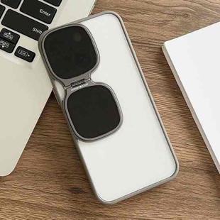 For iPhone 15 Metal Sunglasses Holder TPU + PC Phone Case(Grey)
