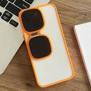 For iPhone 14 Pro Metal Sunglasses Holder TPU + PC Phone Case(Orange)