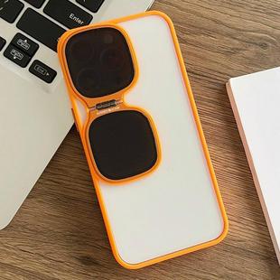 For iPhone 12 Pro Max Metal Sunglasses Holder TPU + PC Phone Case(Orange)