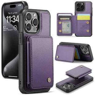 For iPhone 15 Pro Max JEEHOOD J05 Business Magnetic Style RFID Leather Phone Case(Purple)