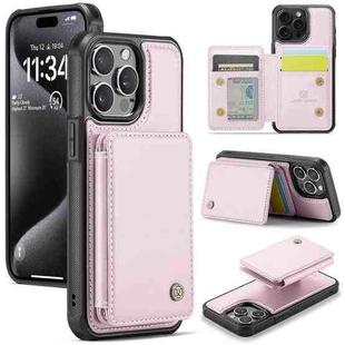 For iPhone 15 Pro Max JEEHOOD J05 Business Magnetic Style RFID Leather Phone Case(Pink)