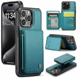 For iPhone 15 Pro JEEHOOD J05 Business Magnetic Style RFID Leather Phone Case(Blue Green)