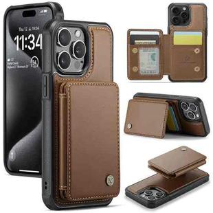 For iPhone 15 Pro JEEHOOD J05 Business Magnetic Style RFID Leather Phone Case(Brown)