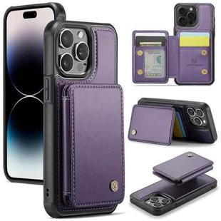 For iPhone 14 Pro Max JEEHOOD J05 Business Magnetic Style RFID Leather Phone Case(Purple)