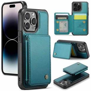 For iPhone 14 Pro Max JEEHOOD J05 Business Magnetic Style RFID Leather Phone Case(Blue Green)