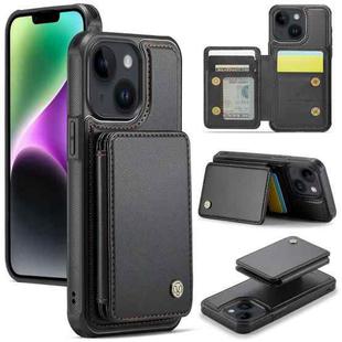 For iPhone 14 Plus JEEHOOD J05 Business Magnetic Style RFID Leather Phone Case(Black)