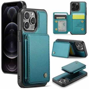 For iPhone 12 Pro Max JEEHOOD J05 Business Magnetic Style RFID Leather Phone Case(Blue Green)