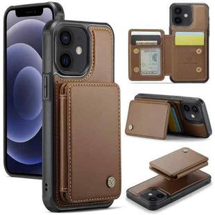 For iPhone 12 / 12 Pro JEEHOOD J05 Business Magnetic Style RFID Leather Phone Case(Brown)