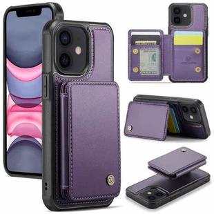For iPhone 11 JEEHOOD J05 Business Magnetic Style RFID Leather Phone Case(Purple)
