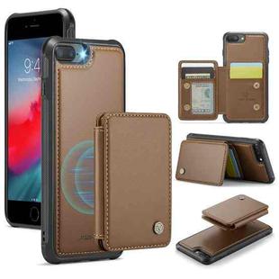 For iPhone 8 Plus / 7 Plus / 6 Plus JEEHOOD J05 Business Magnetic Style RFID Leather Phone Case(Brown)