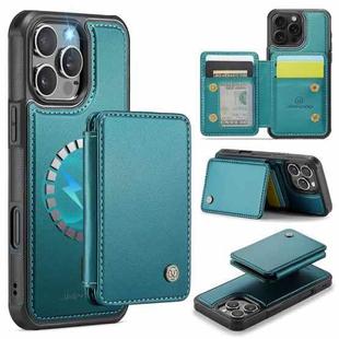 For iPhone 16 Pro Max JEEHOOD J05 Business Magnetic Style RFID Leather Phone Case(Blue Green)