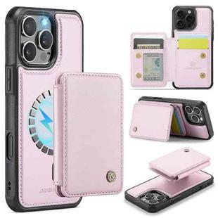 For iPhone 16 Pro Max JEEHOOD J05 Business Magnetic Style RFID Leather Phone Case(Pink)