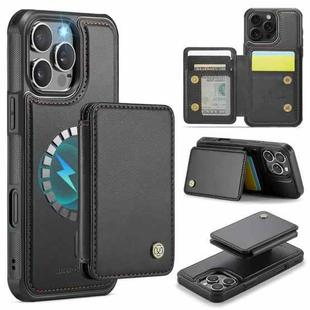 For iPhone 16 Pro JEEHOOD J05 Business Magnetic Style RFID Leather Phone Case(Black)