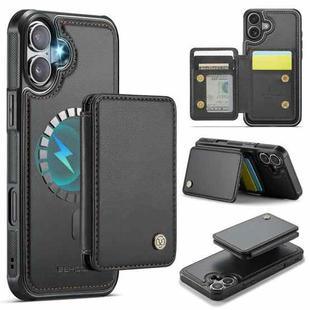 For iPhone 16 Plus JEEHOOD J05 Business Magnetic Style RFID Leather Phone Case(Black)