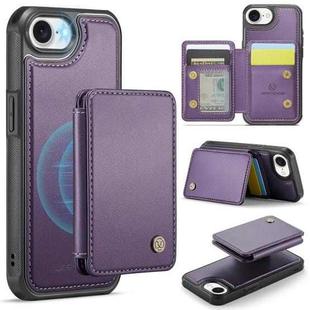 For iPhone 16e JEEHOOD J05 Business Magnetic Style RFID Leather Phone Case(Purple)