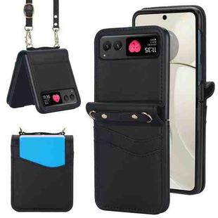 For Motorola Razr 40 Dual Card Slots Folding Phone Case(Black)