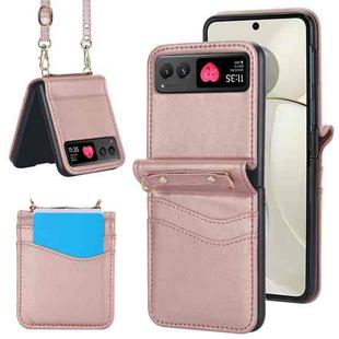 For Motorola Razr 40 Dual Card Slots Folding Phone Case(Rose Gold)