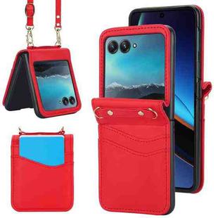 For Motorola Razr 40 Ultra Dual Card Slots Folding Phone Case(Red)