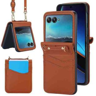 For Motorola Razr 40 Ultra Dual Card Slots Folding Phone Case(Brown)