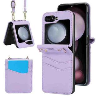 For Samsung Galaxy Z Flip5 Dual Card Slots Folding Phone Case(Purple)