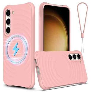 For Samsung Galaxy S23+ 5G Wave Texture MagSafe Magnetic Liquid Silicone Phone Case(Pink)