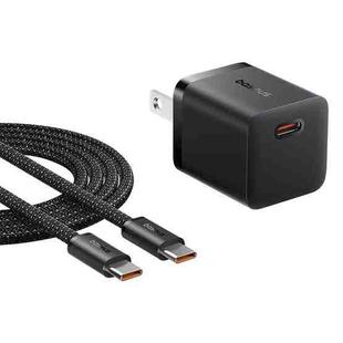 Baseus GaN5 25W mini USB-C / Type-C Gallium Nitride Fast Charger with 1m Type-C Cable, US Plug(Cluster Black)