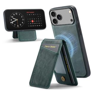 For iPhone 17 Pro Max Fierre Shann Cowhide Vertical Flip Magnetic Card Holder Phone Case(Green)