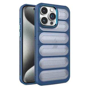 For iPhone 15 Pro Max Cooling Armor Translucent Mesh Breathable Phone Case(Blue)