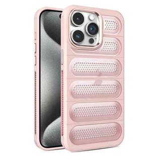 For iPhone 15 Pro Max Cooling Armor Translucent Mesh Breathable Phone Case(Pink)