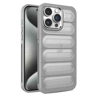 For iPhone 15 Pro Max Cooling Armor Translucent Mesh Breathable Phone Case(Grey)