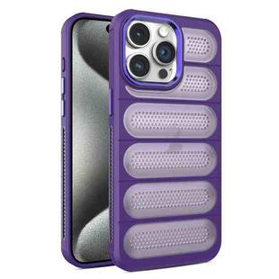 For iPhone 15 Pro Cooling Armor Translucent Mesh Breathable Phone Case(Purple)