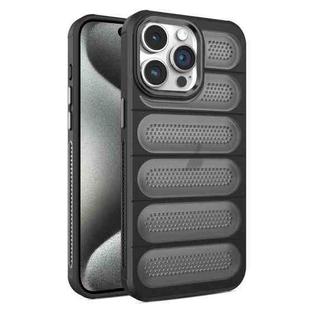 For iPhone 15 Pro Cooling Armor Translucent Mesh Breathable Phone Case(Black)