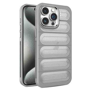 For iPhone 15 Pro Cooling Armor Translucent Mesh Breathable Phone Case(Grey)
