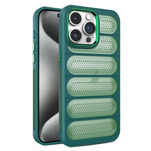 For iPhone 15 Pro Cooling Armor Translucent Mesh Breathable Phone Case(Green)