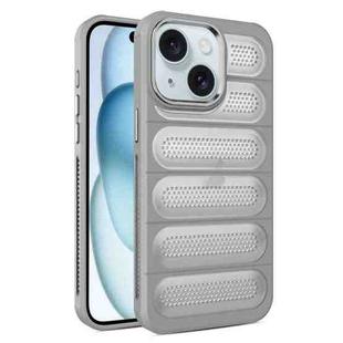 For iPhone 15 Plus Cooling Armor Translucent Mesh Breathable Phone Case(Grey)