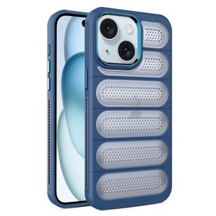 For iPhone 15 Cooling Armor Translucent Mesh Breathable Phone Case(Blue)