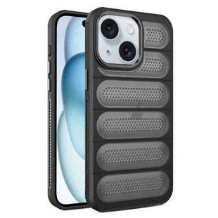 For iPhone 15 Cooling Armor Translucent Mesh Breathable Phone Case(Black)