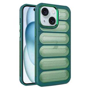 For iPhone 15 Cooling Armor Translucent Mesh Breathable Phone Case(Green)