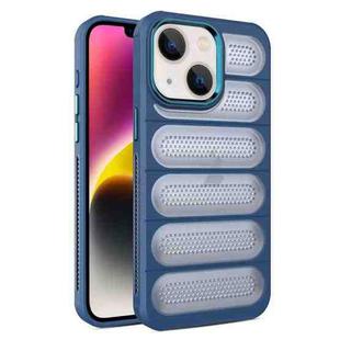 For iPhone 14 Plus Cooling Armor Translucent Mesh Breathable Phone Case(Blue)