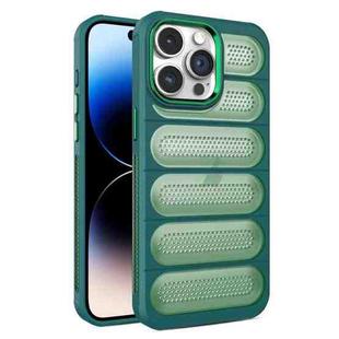 For iPhone 14 Pro Cooling Armor Translucent Mesh Breathable Phone Case(Green)