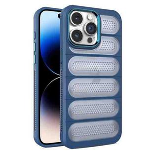 For iPhone 14 Pro Max Cooling Armor Translucent Mesh Breathable Phone Case(Blue)
