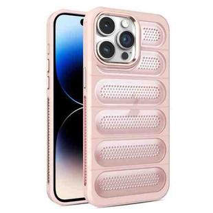 For iPhone 14 Pro Max Cooling Armor Translucent Mesh Breathable Phone Case(Pink)