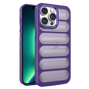 For iPhone 13 Pro Cooling Armor Translucent Mesh Breathable Phone Case(Purple)